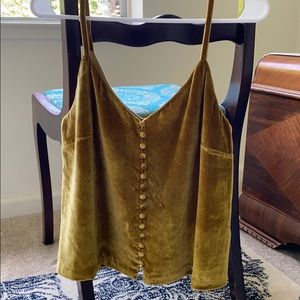 Madewell velvet-like button down tank